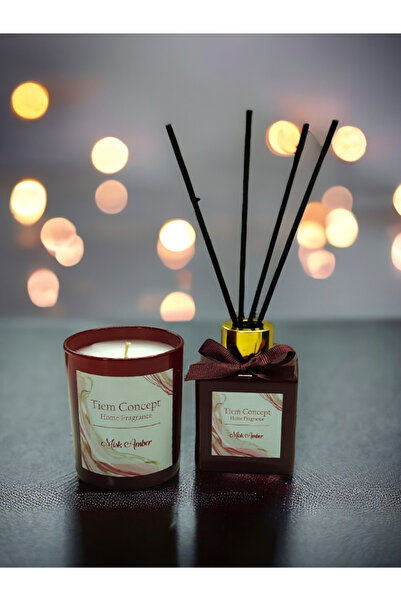 Tiem Concept Amber Kokulu Bardak Mum Ve Çubuklu Oda Kokusu Seti 100 ml