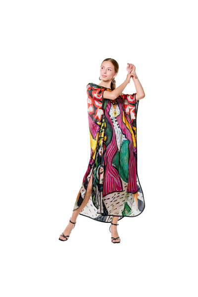 Nomads Felt Uzun İpek Elbise | Henri Matisse Purple and Dress | Nomads Felt
