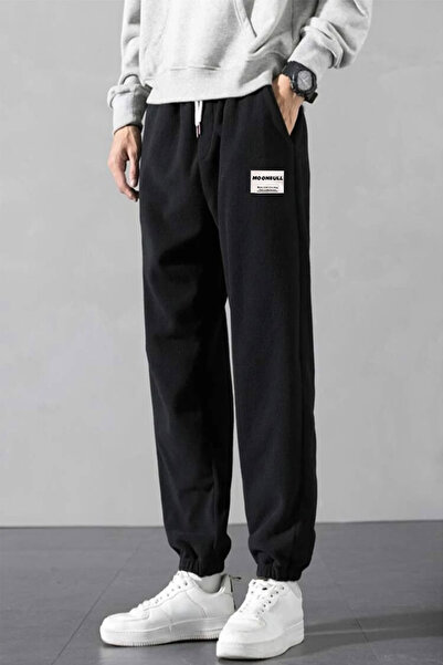 MOONBULL Fleece Fabric Oversize Black Men's Sweatpants