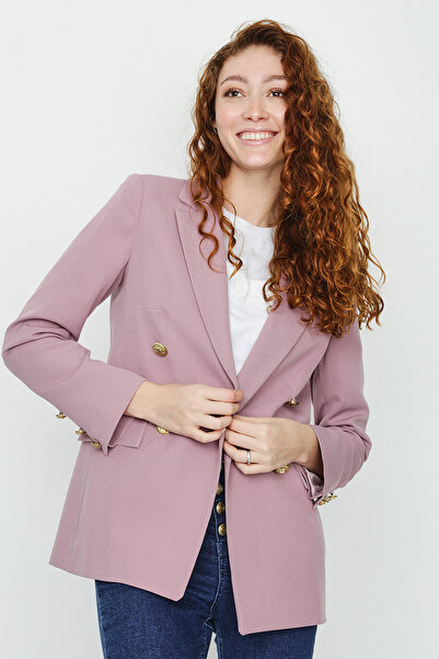 Select Moda Γυναικείο μπλέιζερ με χρυσά κουμπιά σε λιλά χρώμα