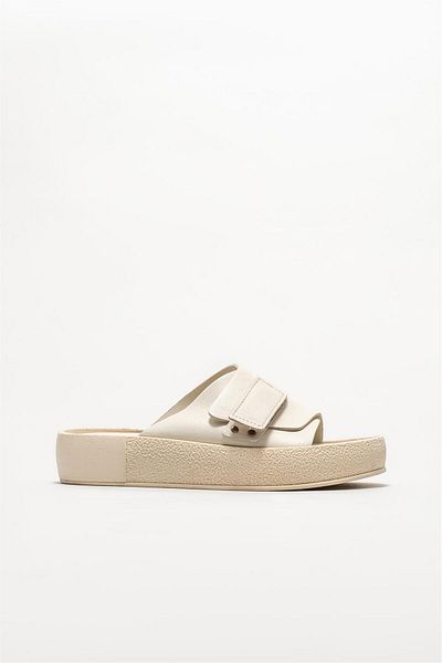 Elle Shoes Beige Leather Women's Sports Slippers