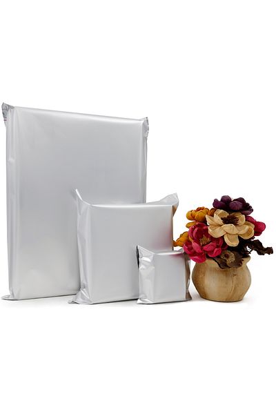 reprodesign 15X25 Silver Luxury Banded Matte Metalized Gift Package (10 Pcs)