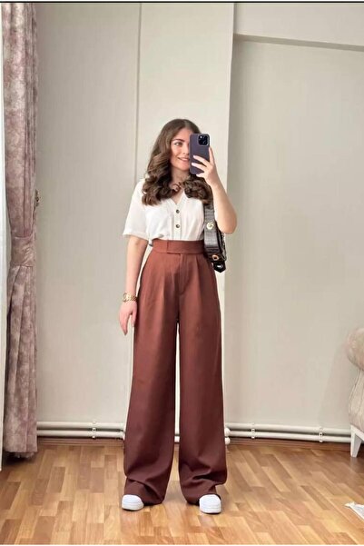 Ciante BROWN VELVET PALAZZO PANT