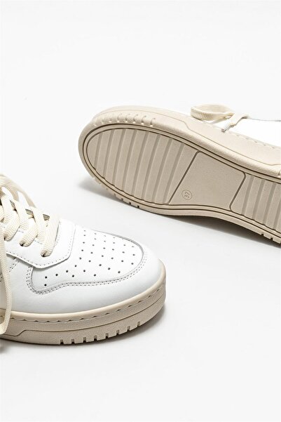 Elle Shoes White Leather Women's Sports Shoes