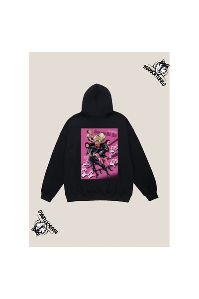 MarkaTurko BLACK PINK custom design back printed Black Hooded unisex Sweatshirt 105-2