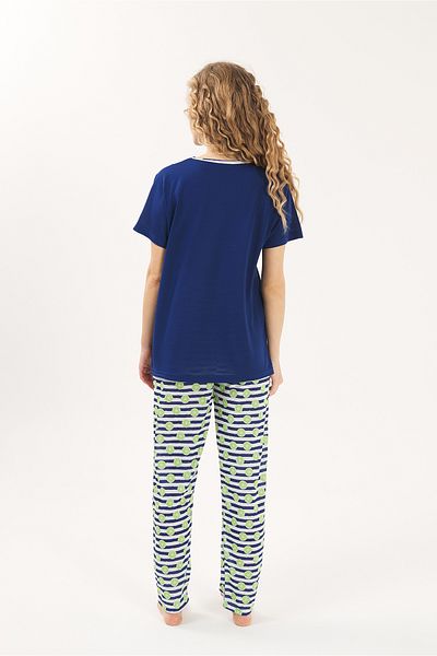 Yeni İnci VISKOSE DARK BLUE WOMEN'S PAJAMAS SET