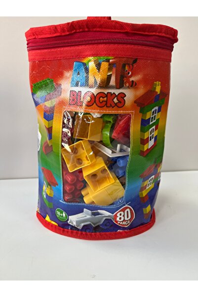 TUZY KIRTASİYE OYUNCAK Ant Blocks 80 Pcs Bagged Building Toy Red