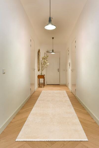 Valery Home Vl Comfort Düz Saçaklı Peluş Düz Yolluk Bej