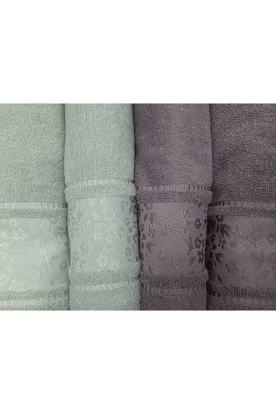 Özdilek READY CAMELIA GRAY-DAMSON 4 PIECES BEST SET TOWEL