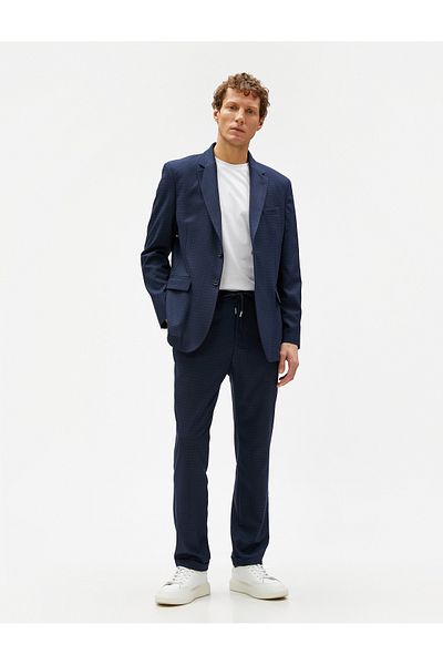 Koton Basic Woven Trousers Checked, Lace Waist, Pocket Detailed