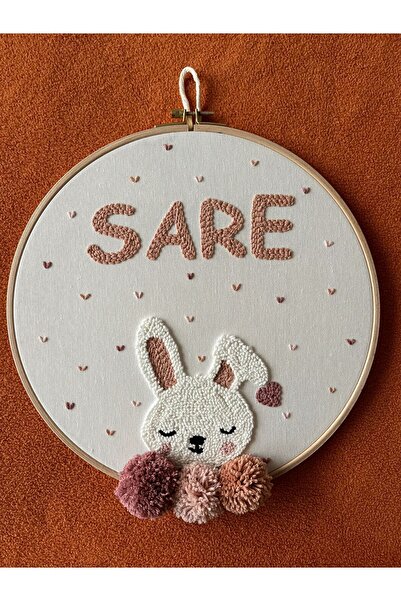 punch passion Bebek kapı süsü, hastane kapı süsü,  30 cm, punch nakışlı, isimli kapı süsü hediyelik-Model: PPVP064