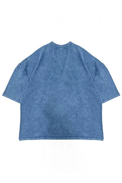 Sekizbiraltı Tricou unisex oversize de bază albastru lavabil