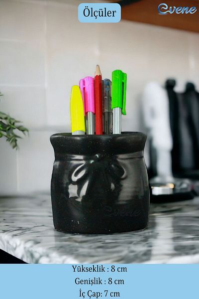 Evene Pen Holder Black Color Desk Pen Holder Organizer Pen Holder Model 8