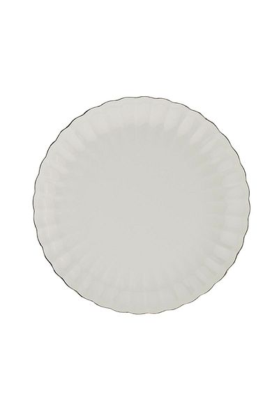 Kütahya Porselen Bone Luz 6-Piece Cake Plate Platinum