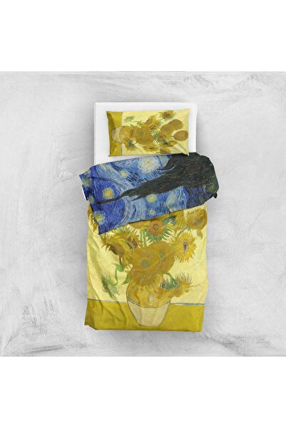 The Lucid Lab The Starry Night & Sunflowers Çift Taraflı Nevresim Takımı - 160 Cm X 220 Cm