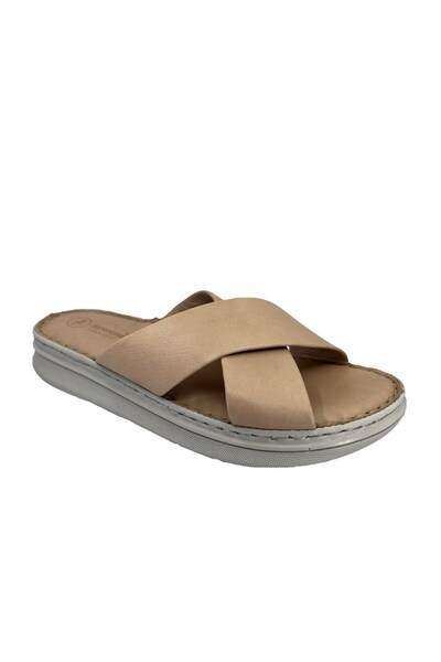 Ortopedia Kadın Anatomik Deri Terlik 1742 Bej