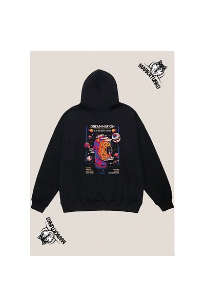 MarkaTurko DREAM NATION custom design back printed Black Hooded unisex Sweatshirt 1305-8