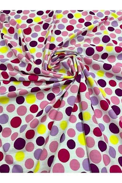 Esterella polka dot woven piece fabric/flamed linen fabric (width: 145 cm)