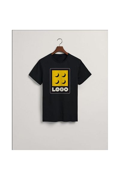MarkaTurko Tricou cu design special din bumbac pieptănat negru imprimat Lego 105