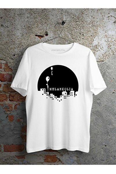 venüsdijital ΜΕΛΑΝΚΟΛΙΑ ΣΧΕΔΙΑΣΜΟΣ REGULAR MOLD UNISEX ΛΕΥΚΟ T-SHIR