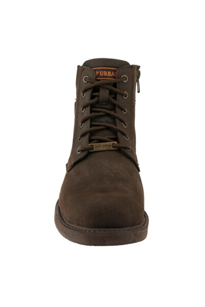 Jump 14510 Γνήσιες δερμάτινες μπότες Unisex με φερμουάρ και κορδόνια καφέ