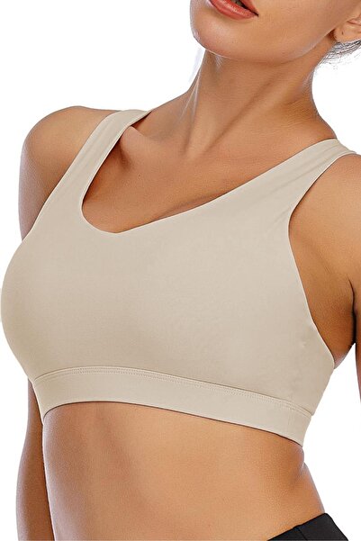 GHASSY CO. Ghassy Co. Women's Cross Back Detail Criss Cross Covered Yoga Exercise Fitness Sports Bra