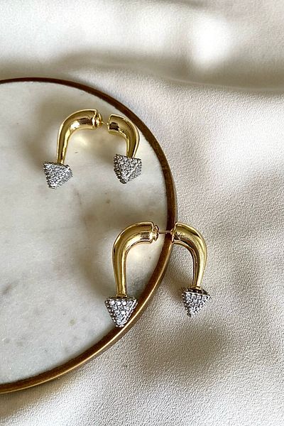 gaila design Zircon Stone Detailed Steel Earrings