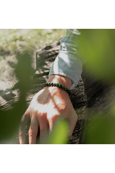 Padore Accessory سوار من الحجر الطبيعي عين النمر الأخضر للجنسين