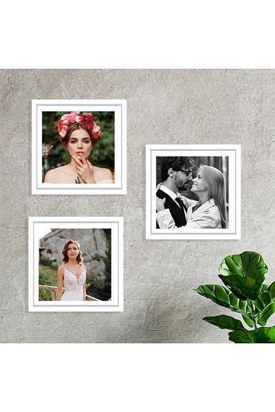 SIRADIŞI REKLAM Adhesive Plug-in Classic Square Frames - Pack of 3