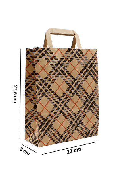 repro design Desenli Doğa Dostu Kağıt Saplı Kraft Çanta 22 X 27,5 X 8 Cm 3 Adet, Hediye Poşeti