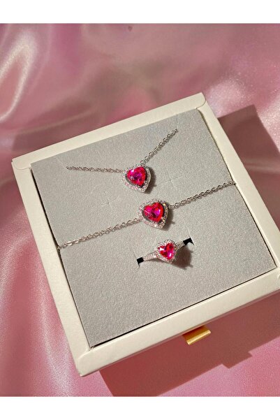 h&b design jewel Pembe Swarovski Kalpli Set