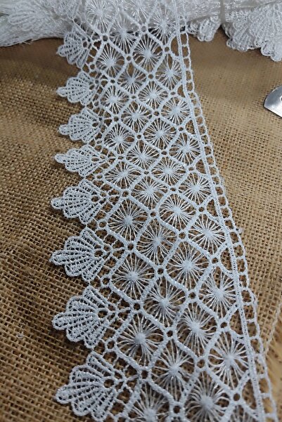 DUAYEN Güpür Dantel Kare Perde Desen 8 m