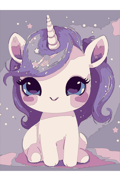 Lamba Cini Sayılarla Boyama Kasnaklı Tablo Seti Fırça Boya Dahil 30x40 Unıcorn