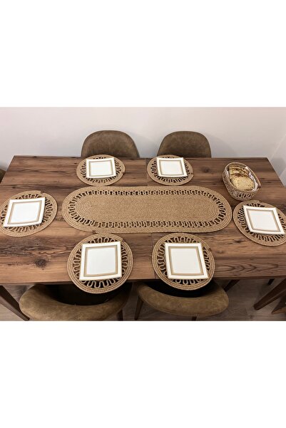 Namteks jüt hasır trikotlu runner amerikan servis takımı, yemek servisi takım...