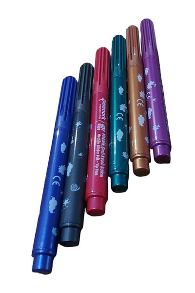 SEYFİKİRTASİYE SUPER WASHABLE JUMBO METALLIC SILVERY SEALED PAINTING PEN 6 COLORS TURKISH MALI 3-5 MM NIB