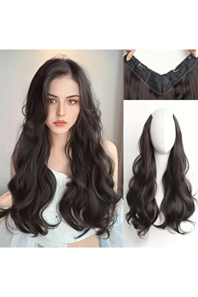 AKOLİFE Păr de postătură U Part semi-fixat maro închis - Perucă U Part cu vol...