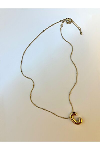 JEWELRY قلادة بحروف فولاذية فقاعية (حرف C)