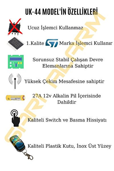 sarıalarm Universal Garage Shutter Barrier Parking Remote Control with St Processor 10 Pieces