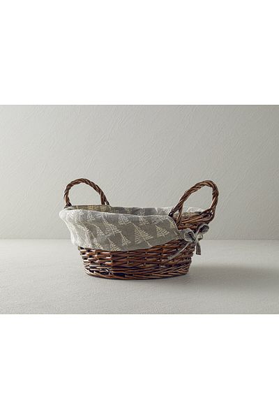 English Home Linear Wicker Bread Basket Gray