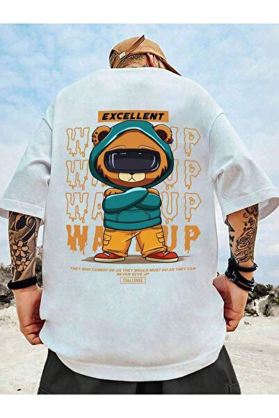 AEMİ Tricou EXCELENT din bumbac cu guler rotund oversize, cu imprimeu cu desi...