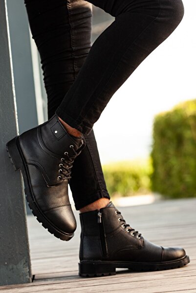 Sanvio Tarzkar Siyah Günlük Içi Kürklü Soğuk Ve Su Geçirmez Garantili Sağlam Kaymaz Kauçuk Taban Yarım Bot