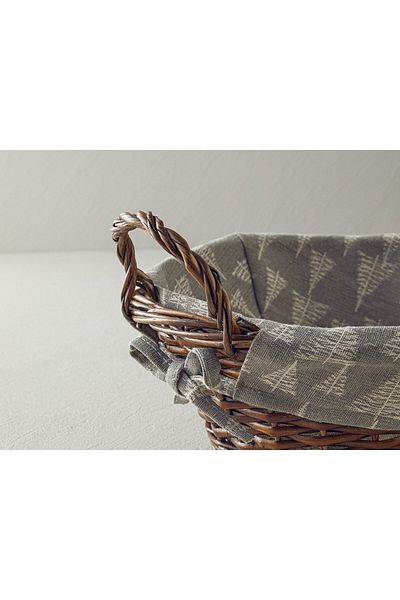 English Home Linear Wicker Bread Basket Gray