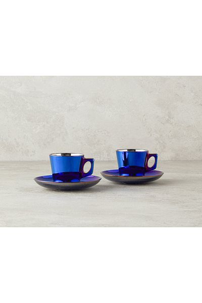 English Home Kyra Cam Navy Blue - 4 Pieces Coffee Cup Set for 2 People