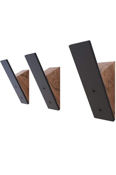 TALASCH Dekoratif Duvar Askısı 3 lü Askılık Portmanto Antrasit Ahşap