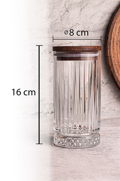 Snippy Mira 2-Piece Wooden Vacuum Glass Storage Container with Lid 450 ml 2 Pieces