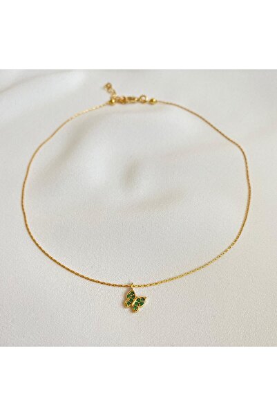 h&b design jewel Yeşil Taşlı Kelebek Choker