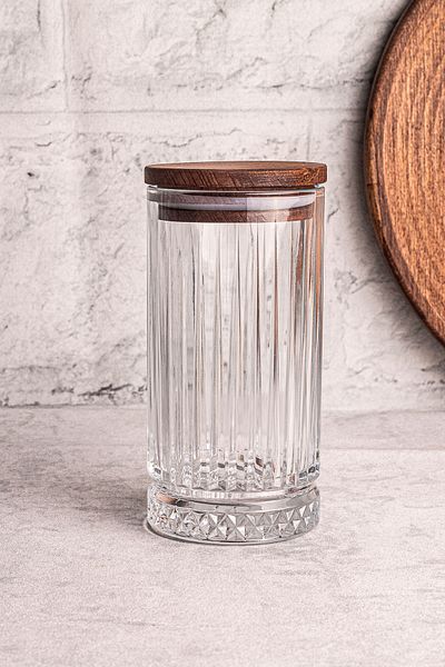 Snippy Mira Wooden Vacuum Glass Storage Container with Lid 450 ml