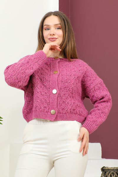 Zirve Kadın Bisiklet Yaka Kısa Örgü Hırka