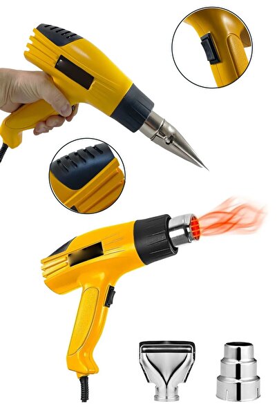 MOONSHOP Profesyonel 3600 Watt Darbeye Dayanıklı Kademeli Sıcak Hava Tabancas...