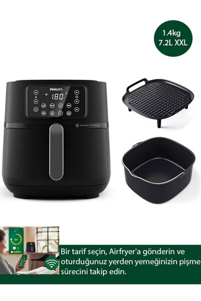 Philips Airfryer 5000 Serisi Xxl Connected Hd9285/96 Wi-fi Pişirme Tepsisi Ve Izgara Plaka Hediyeli